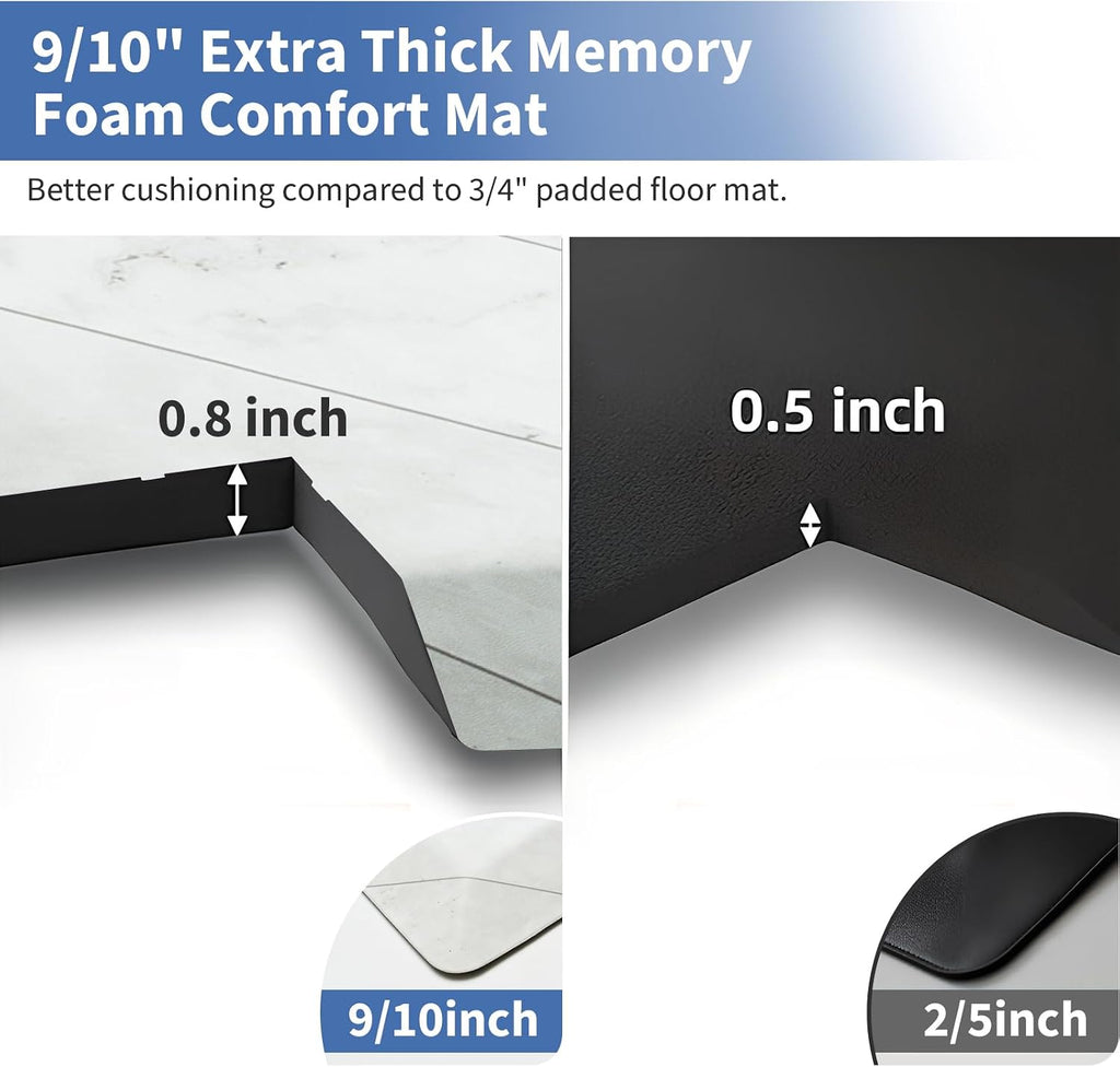 Teal Marble Extra Thick Memory Foam Anti Fatigue Mat