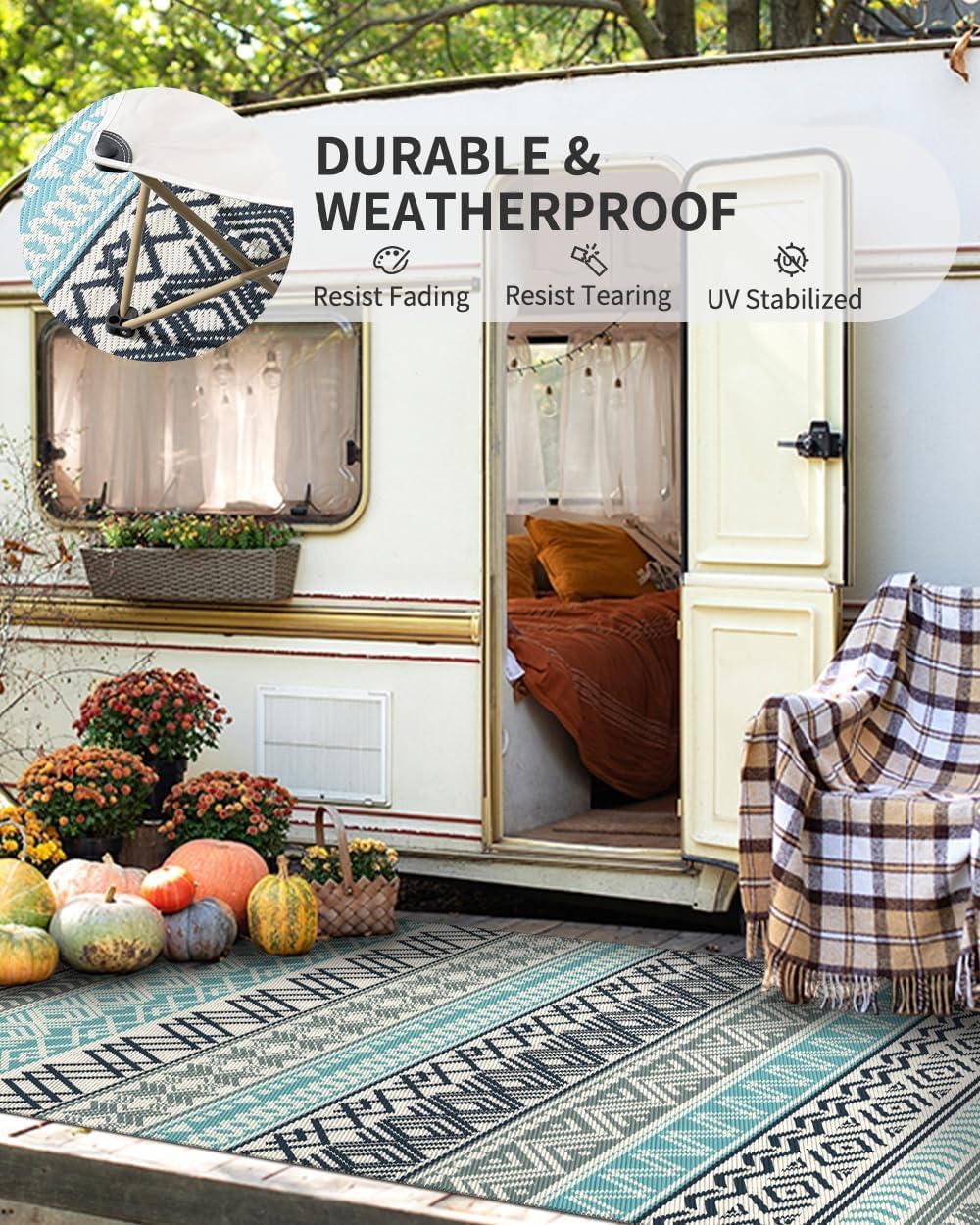 Boho Reversible Plastic Straw Outdoor Rug