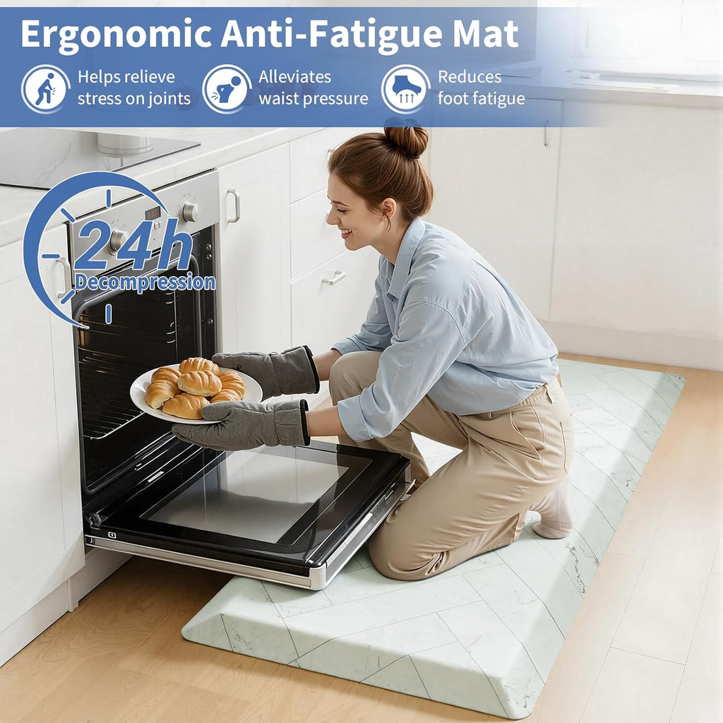 Teal Marble Extra Thick Memory Foam Anti Fatigue Mat