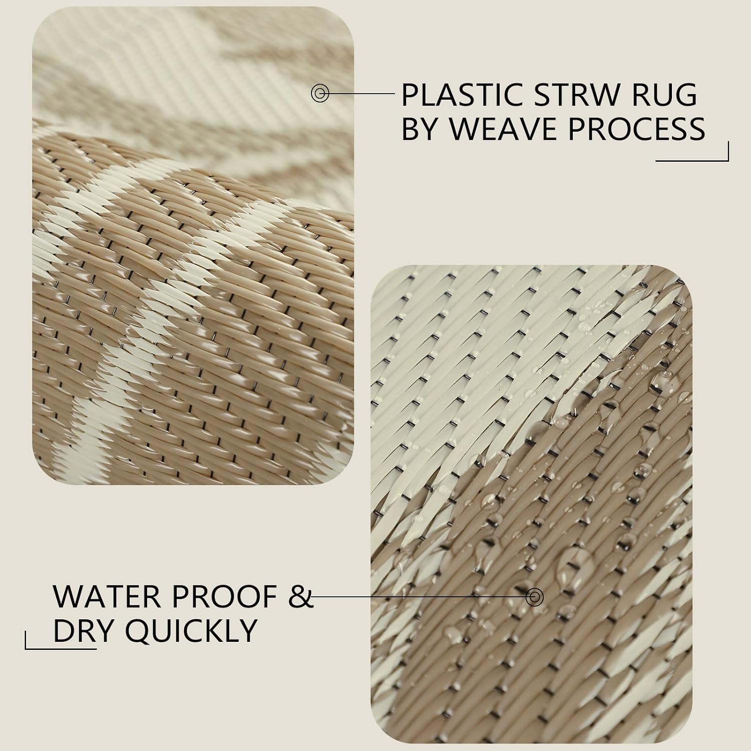 Green Plastic Straw Outdoor Patio Rug