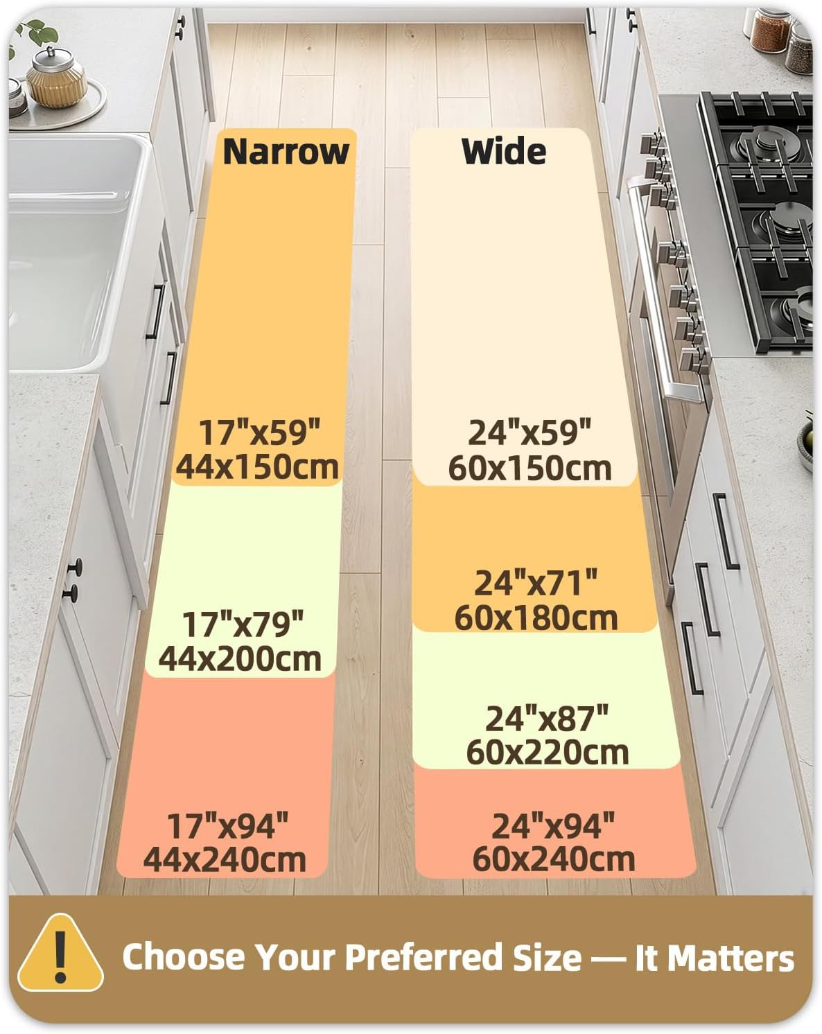 Beige Wide Water Oil Proof Anti Fatigue Kitchen Runner Mat