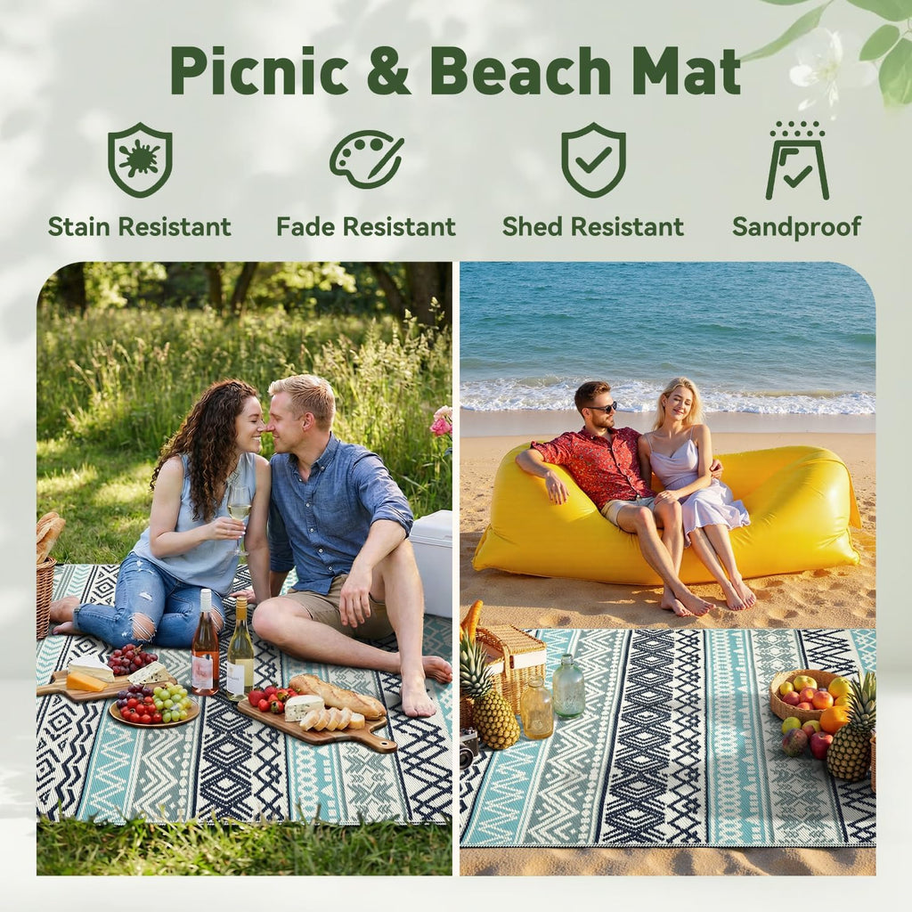 Boho Reversible Plastic Straw Outdoor Rug