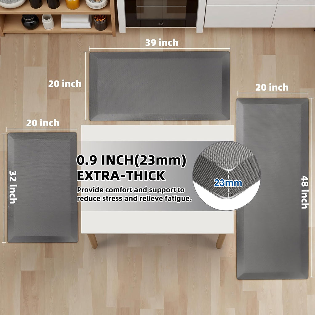 Grey Extra Thick Memory Foam Anti Fatigue Kitchen Mat