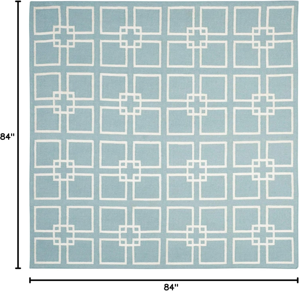 Blue Handmade Wool Silk Square Area Rug