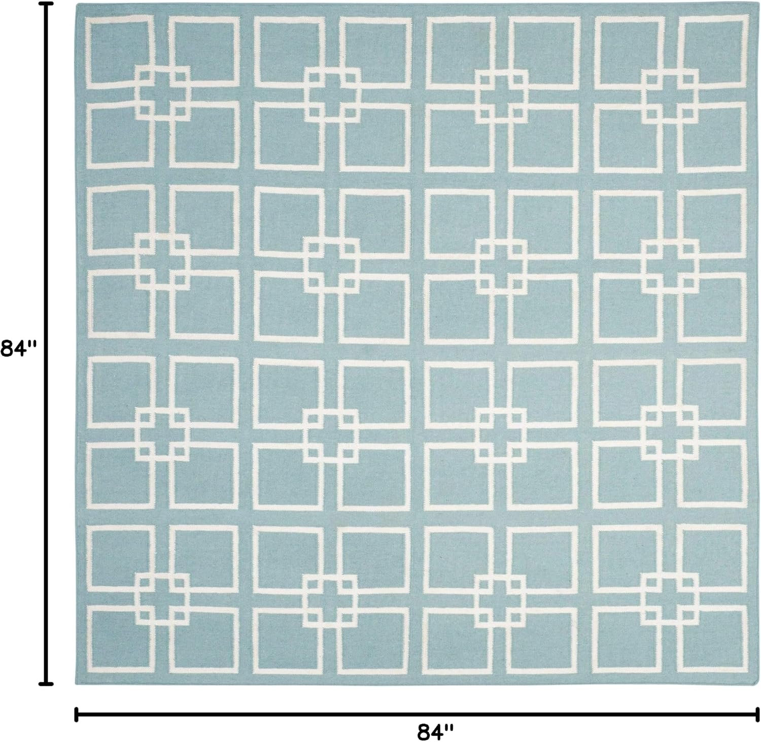 Blue Handmade Wool Silk Square Area Rug