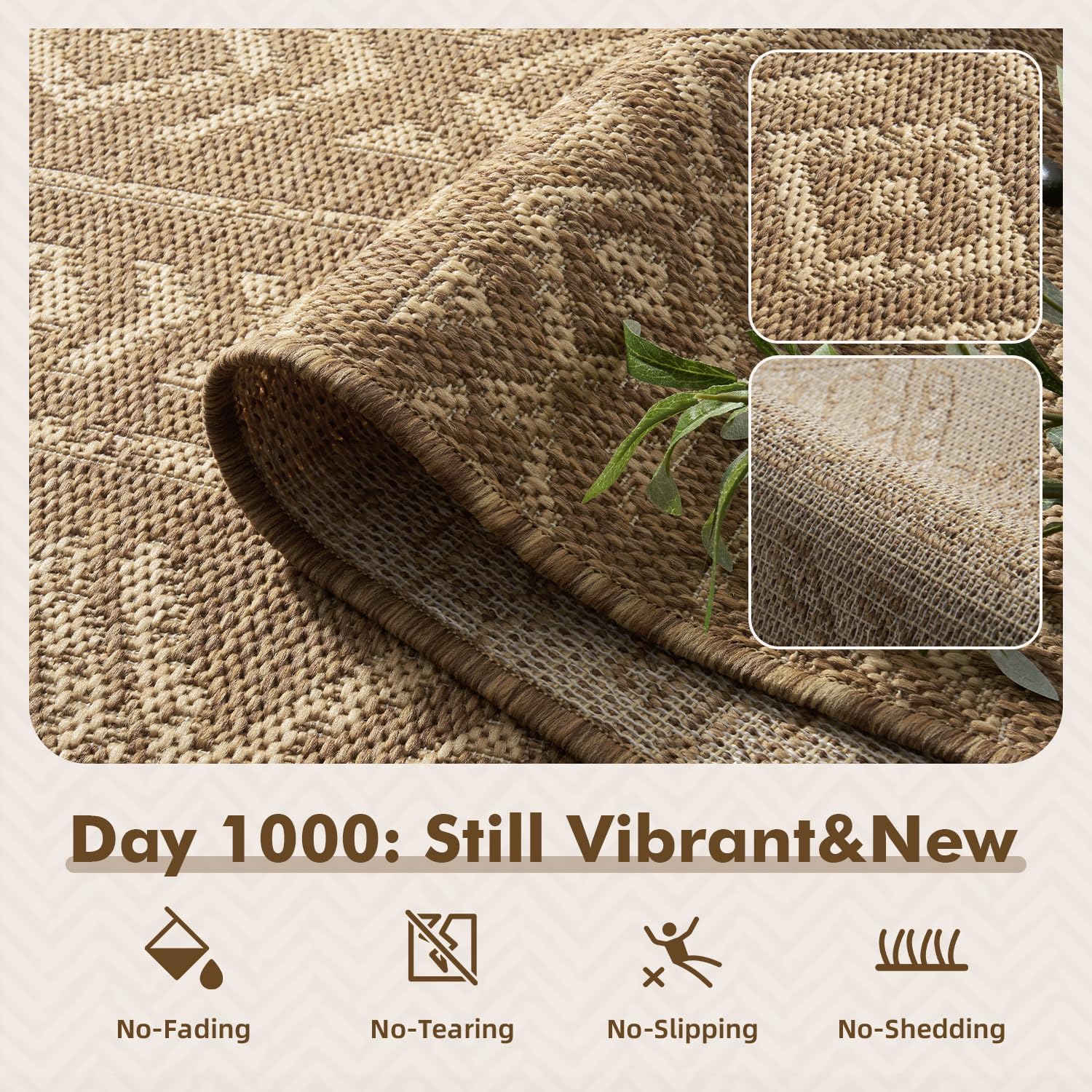 Brown Boho Farmhouse Patio Rug