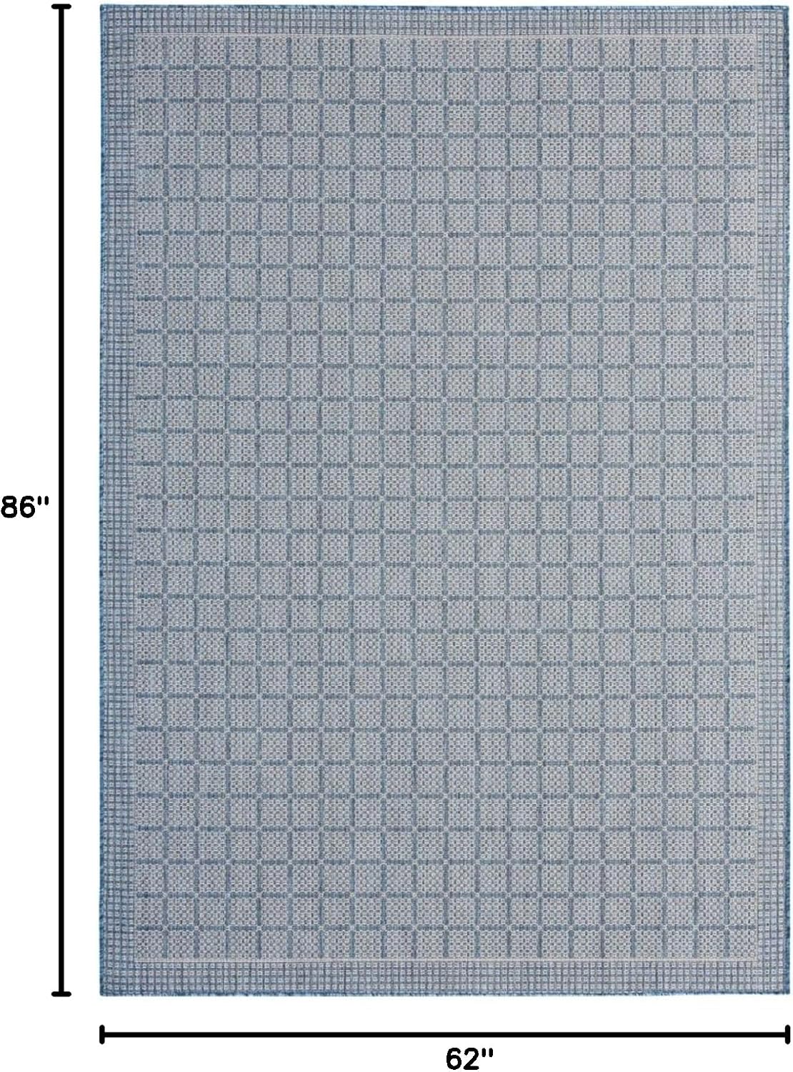 Blue Grey Geometric Patio Rug