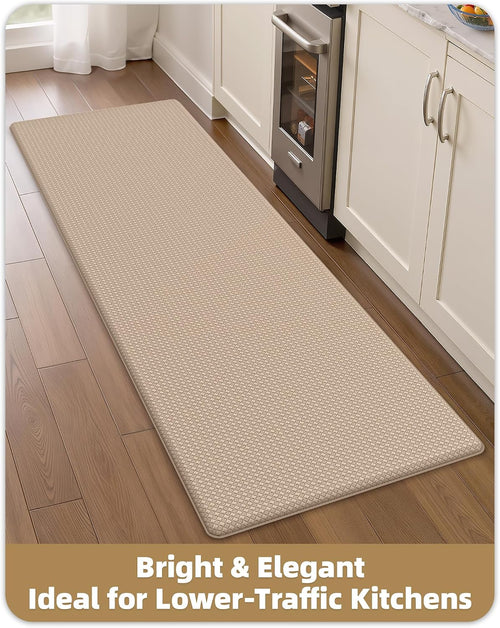 Beige Wide Water Oil Proof Anti Fatigue Kitchen Runner Mat
