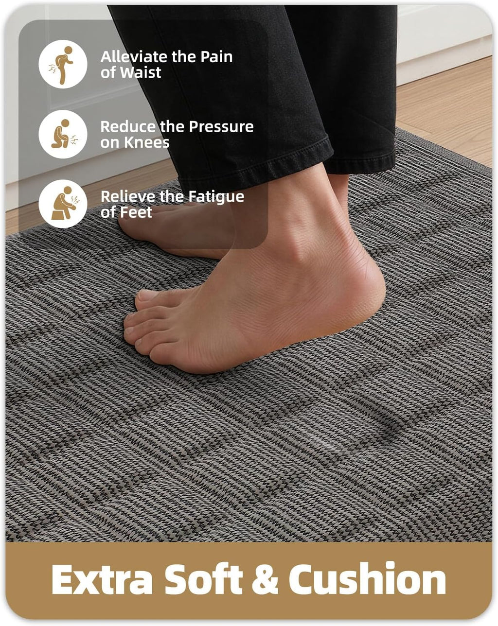 Grey High Density Foam Anti Fatigue Kitchen Standing Mat