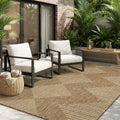 Brown Boho Geometric Patio Rug