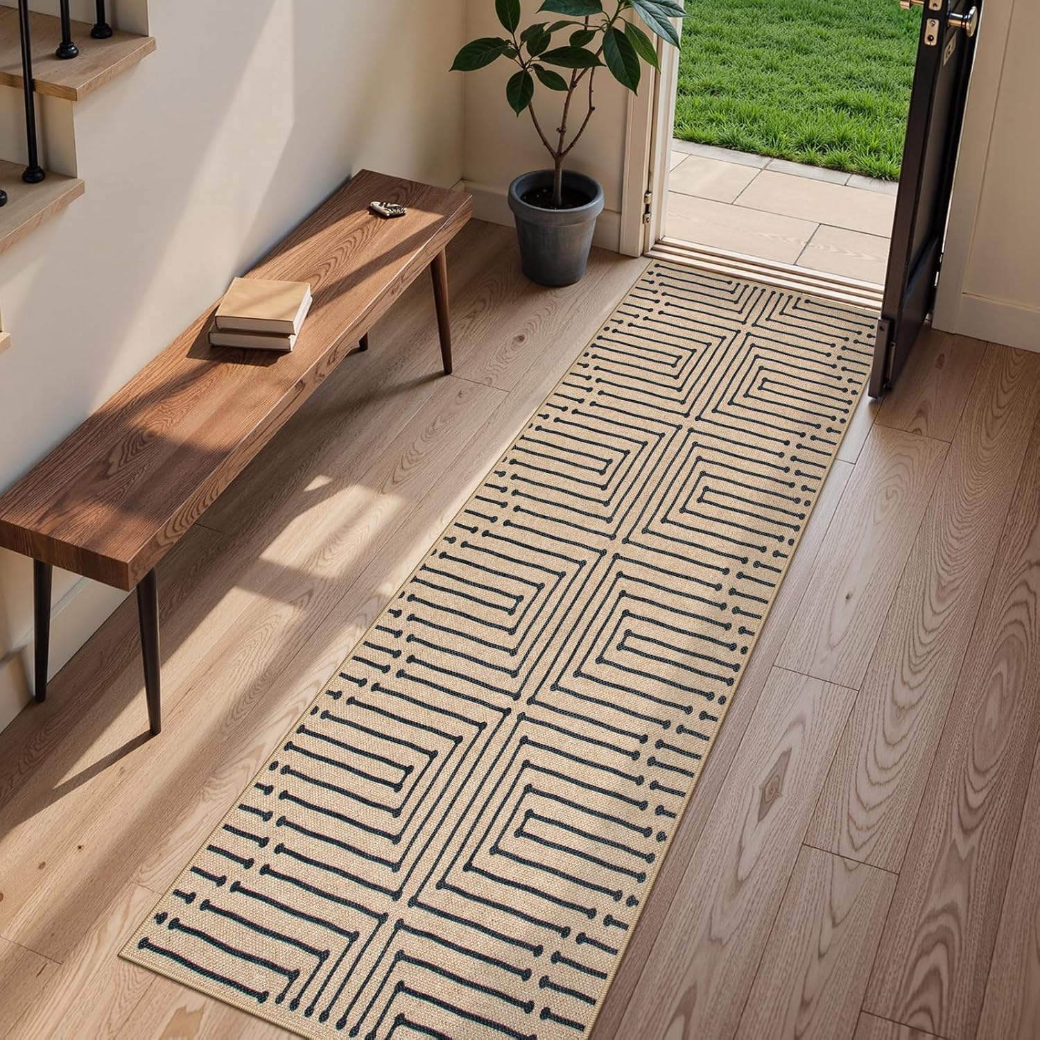Farmhouse Jute Washable Runner Rug