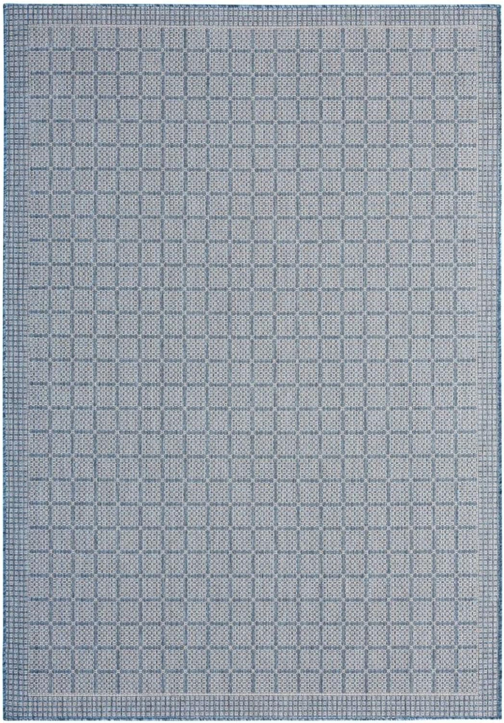 Blue Grey Geometric Patio Rug