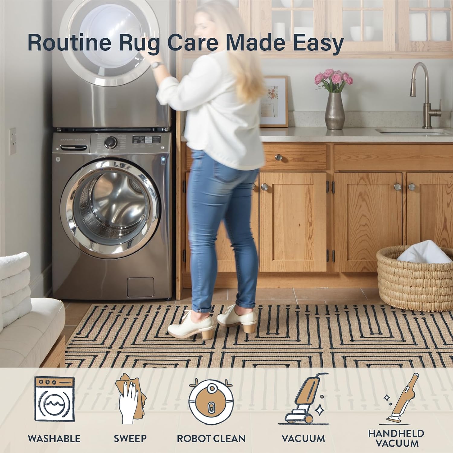 Farmhouse Jute Washable Runner Rug