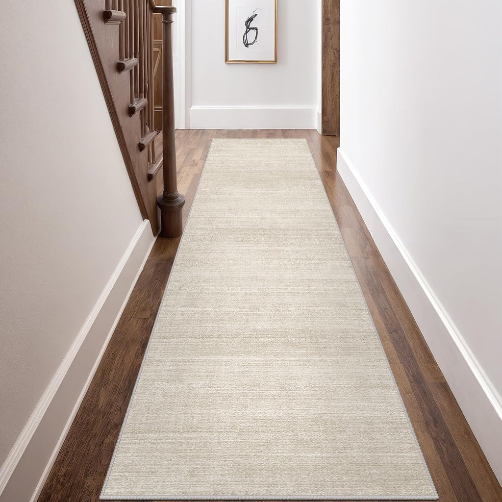 Beige Washable Hallway Runner Rug