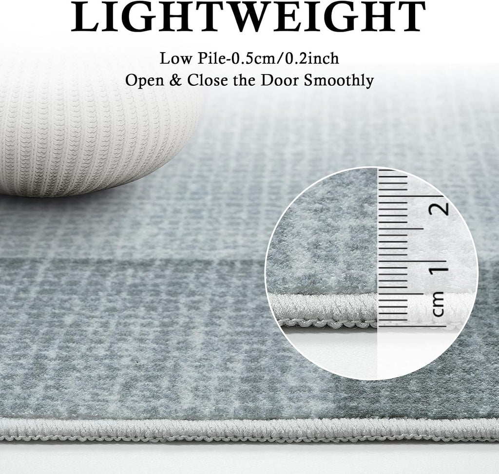 Grey Ombre Checkered Runner Rug