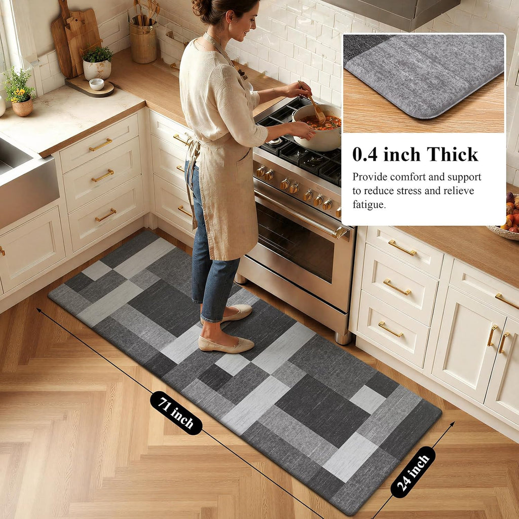 Grey Farmhouse Anti Fatigue Kitchen Runner Mat