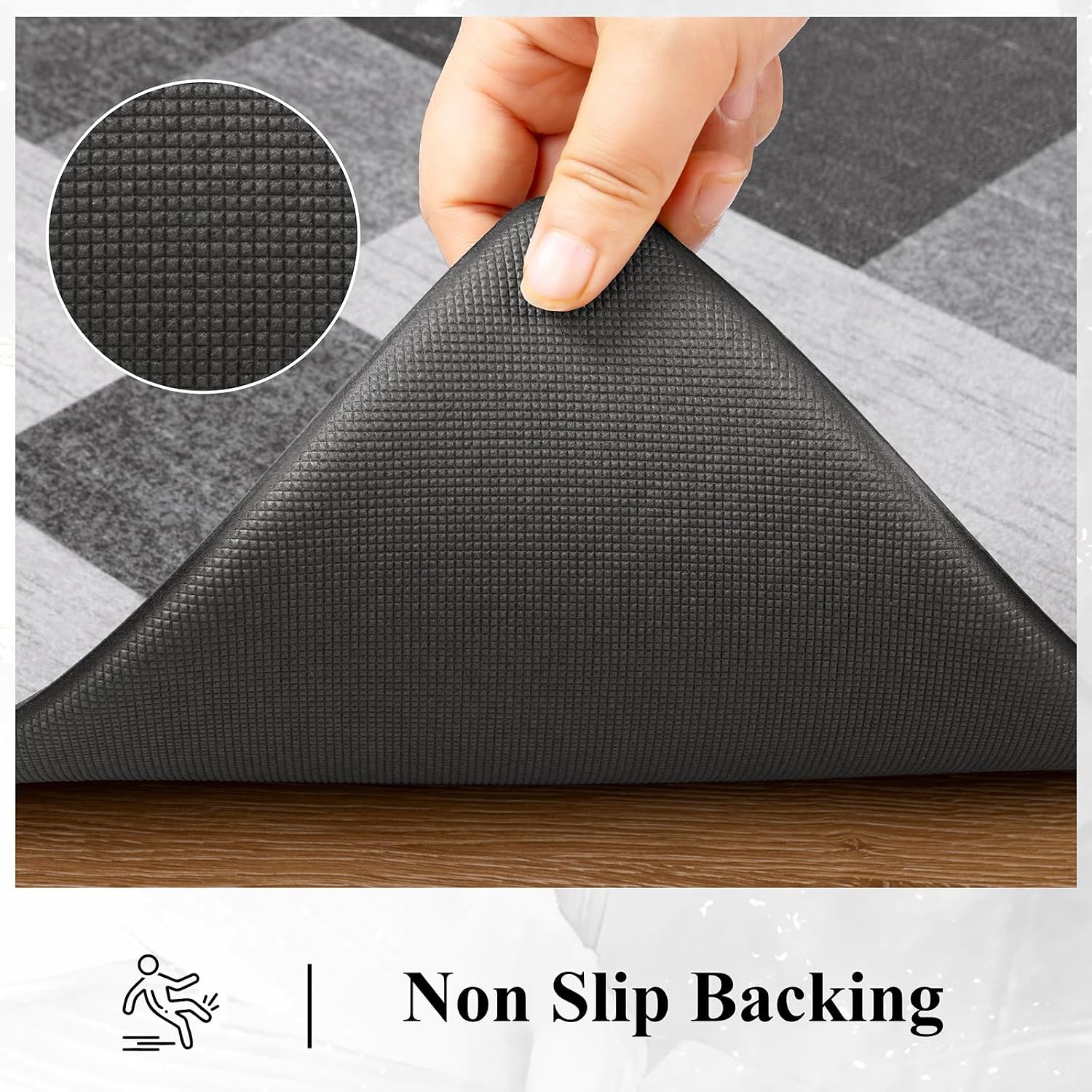 Grey Farmhouse Anti Fatigue Kitchen Runner Mat