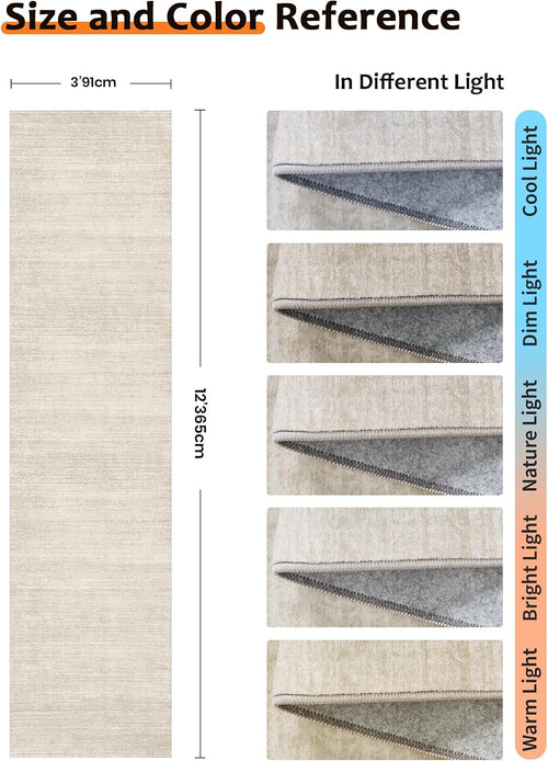 Beige Washable Hallway Runner Rug