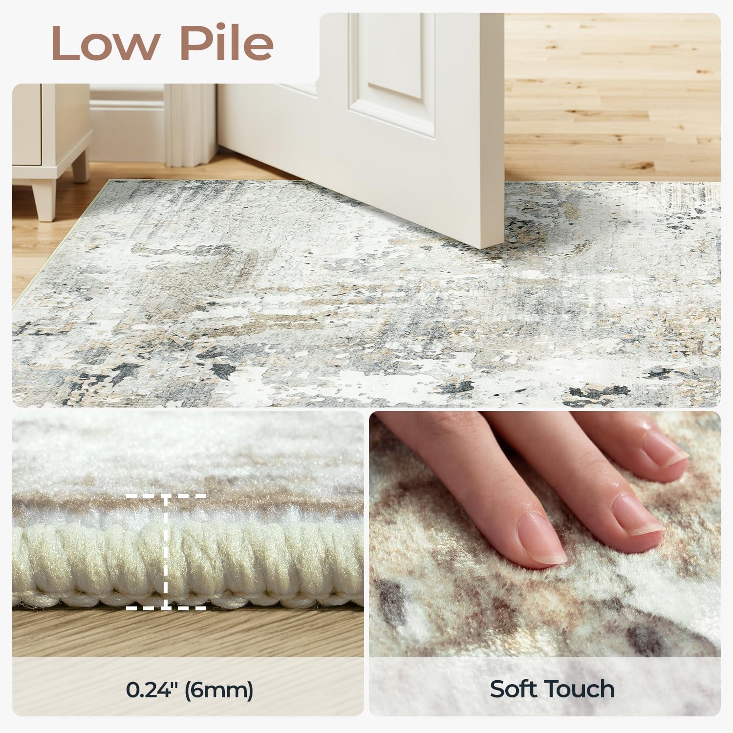 Brown Grey Modern Abstract Runner Rug