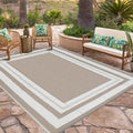 Grey Beige Reversible Plastic Straw Rug
