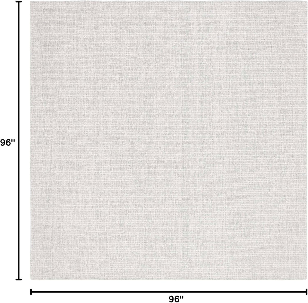 Light Grey Ivory Abstract Wool Square Rug