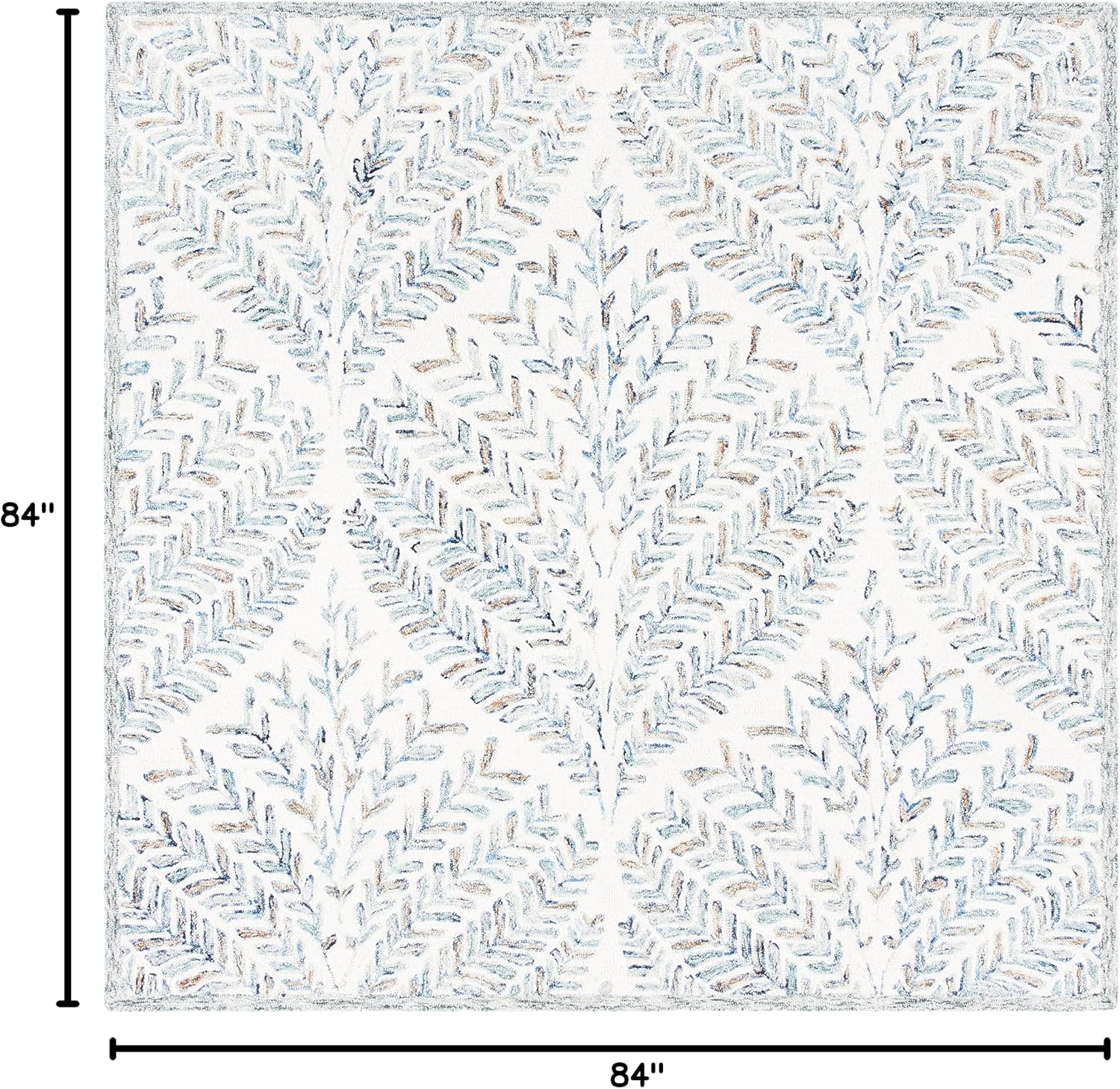 Ivory Blue Handmade Wool Square Rug