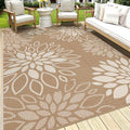 Floral Plastic Straw Outdoor Patio Rug