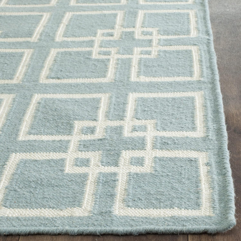 Blue Handmade Wool Silk Square Area Rug