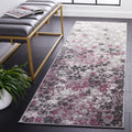 Grey Purple Floral Runner Rug