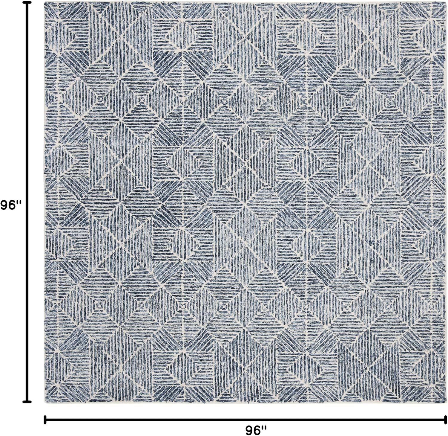 Blue Ivory Handmade Wool Square Rug