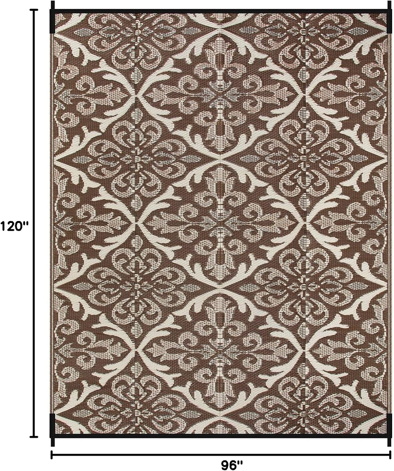 Khaki Reversible Plastic Straw Outdoor Rug