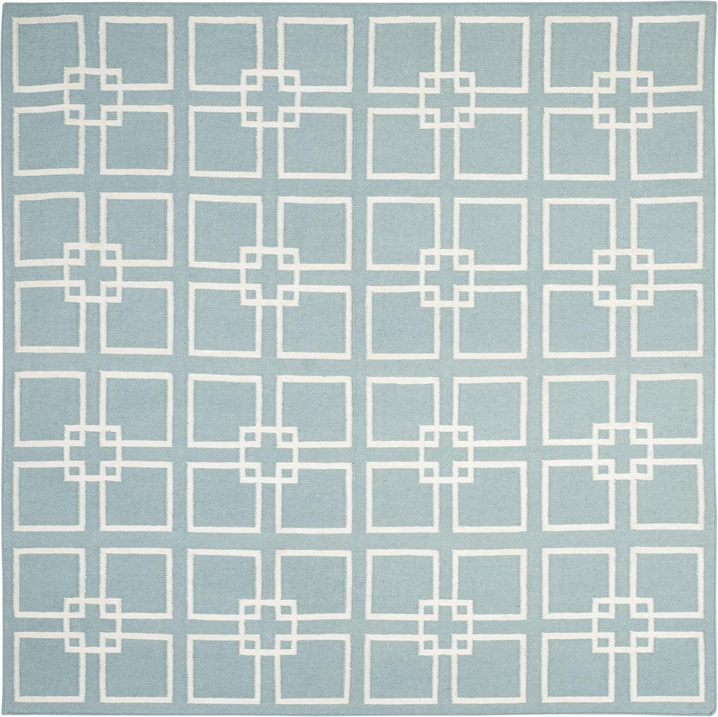 Blue Handmade Wool Silk Square Area Rug