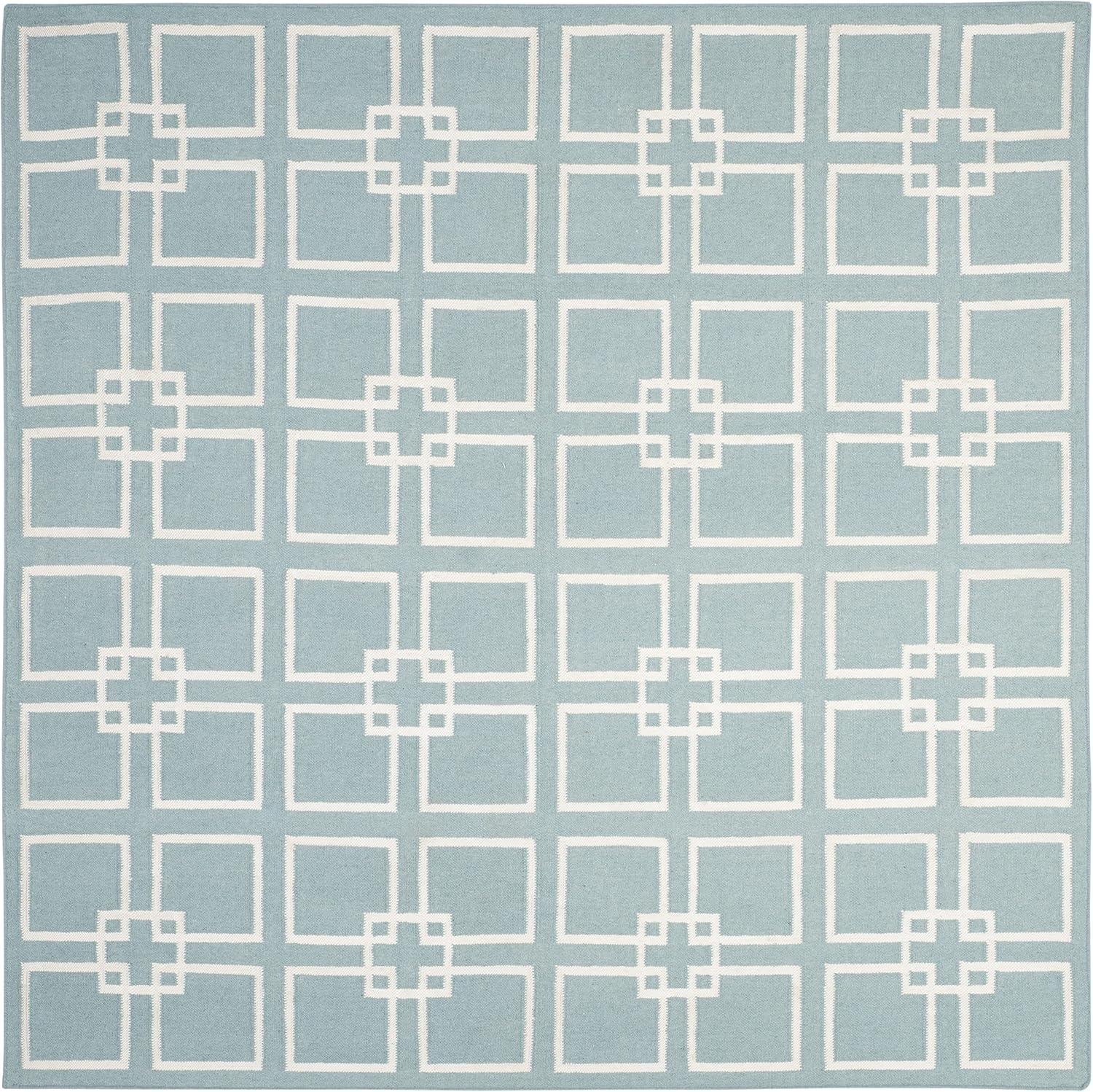 Blue Handmade Wool Silk Square Area Rug