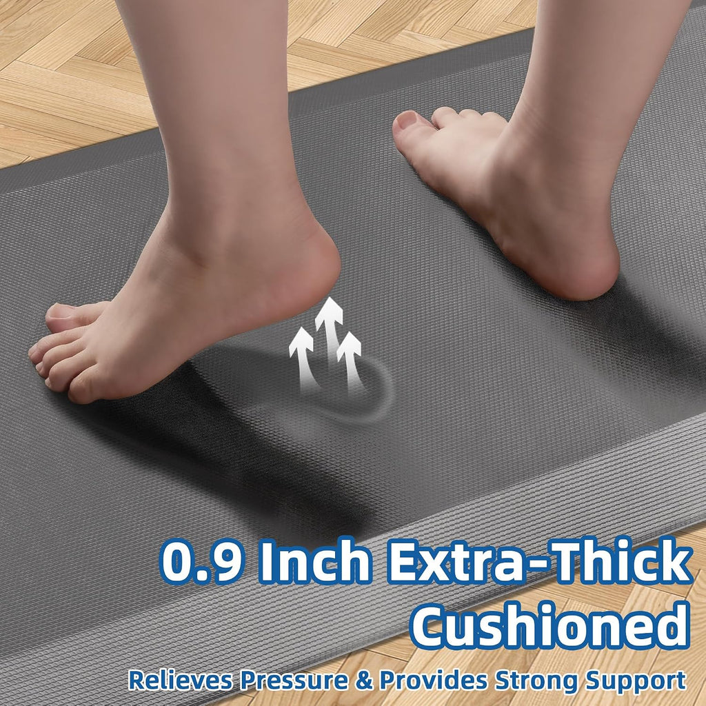 Grey Extra Thick Memory Foam Anti Fatigue Kitchen Mat