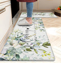 Sage Green Floral Anti Fatigue Kitchen Rug Set of 2