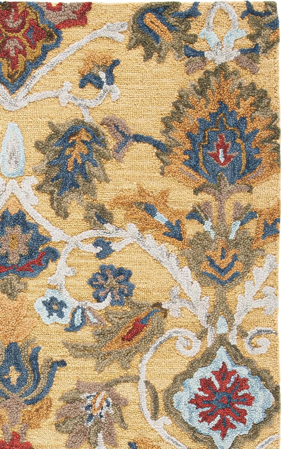 Gold Multi Handmade Wool Square Rug