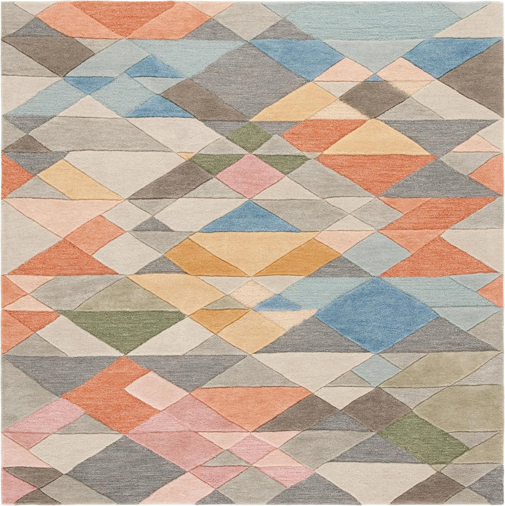 Grey Blush Mid-Century Wool Square Rug