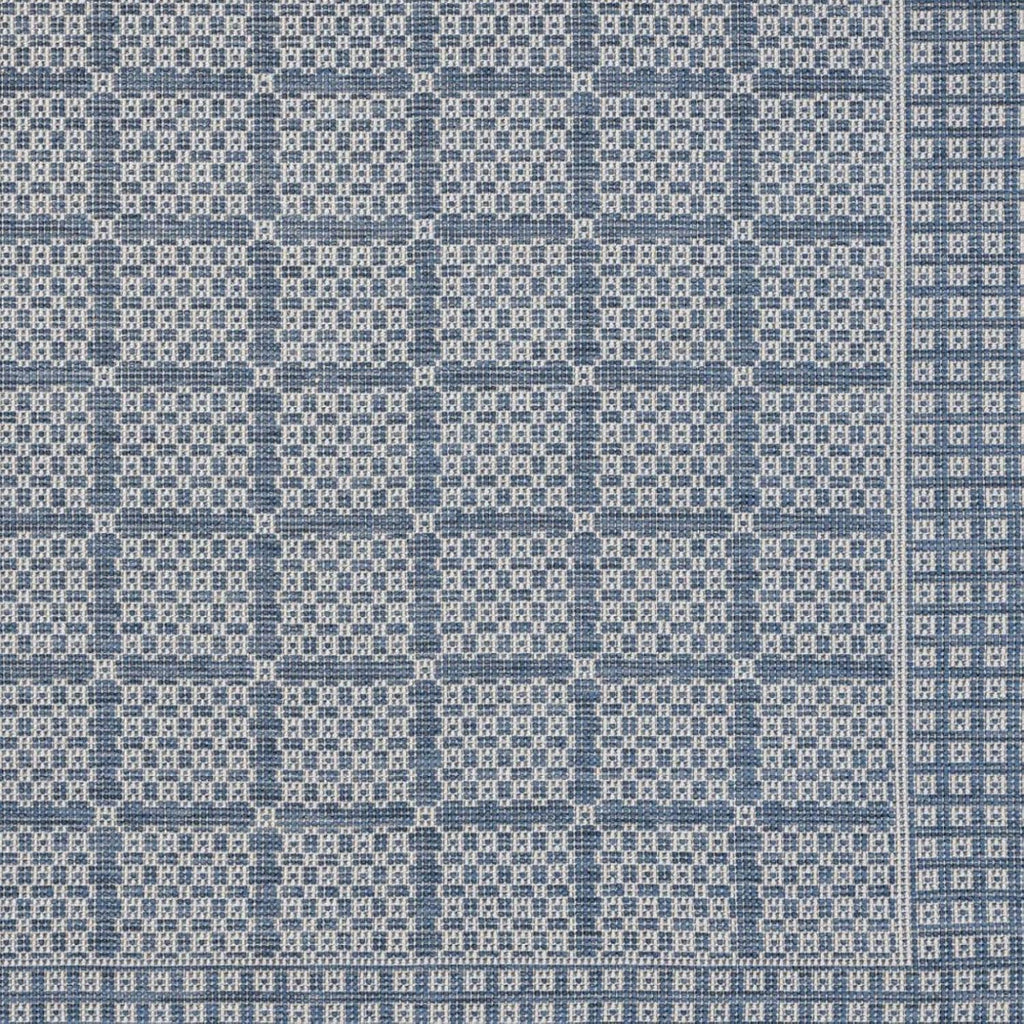 Blue Grey Geometric Patio Rug