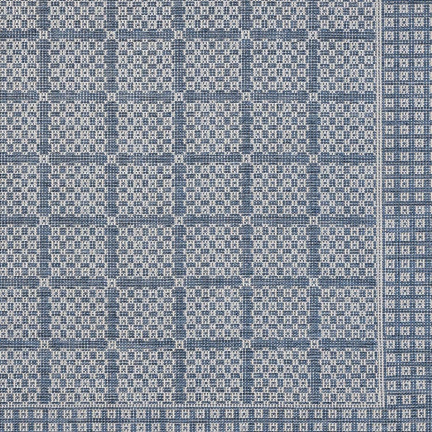 Blue Grey Geometric Patio Rug