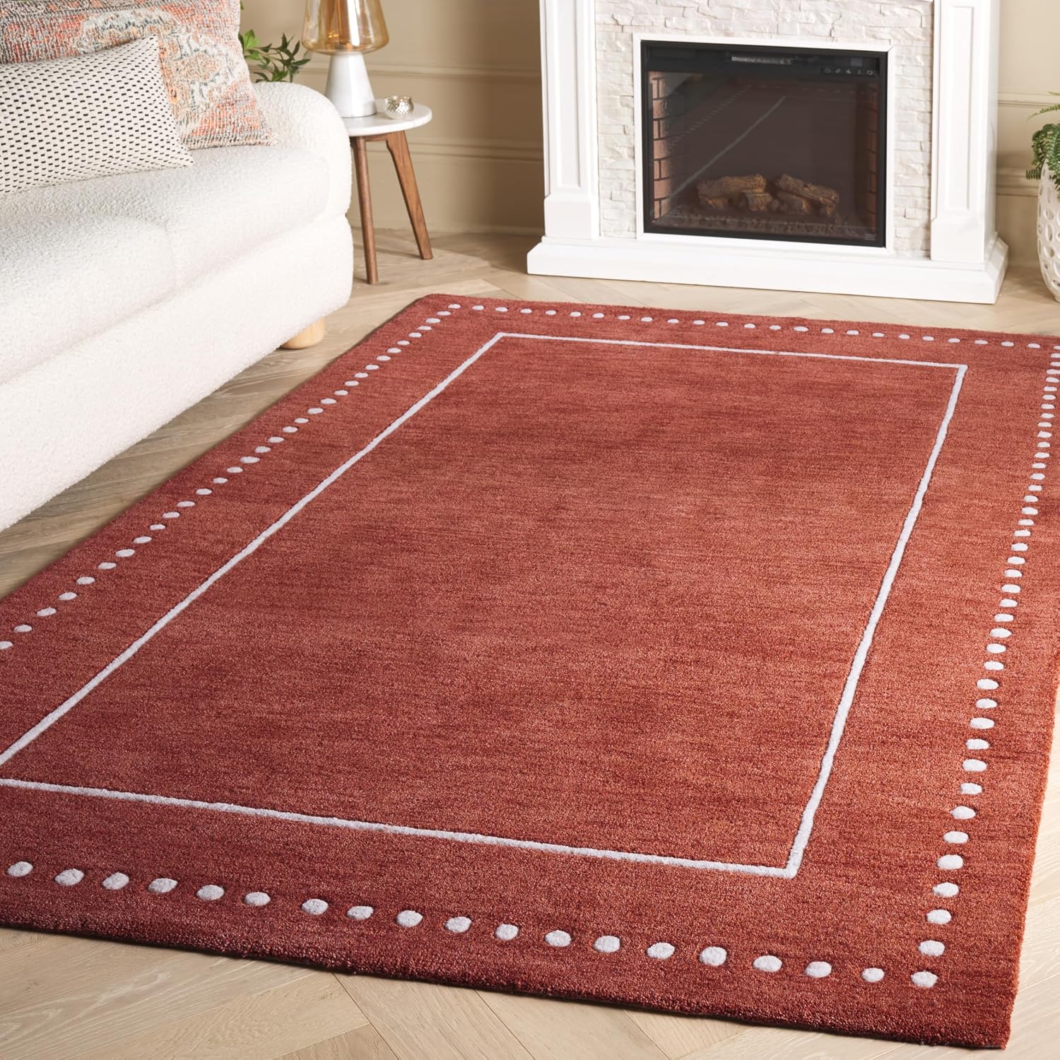 Red Ivory Handmade Wool Square Rug