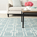 Blue Handmade Wool Silk Square Area Rug
