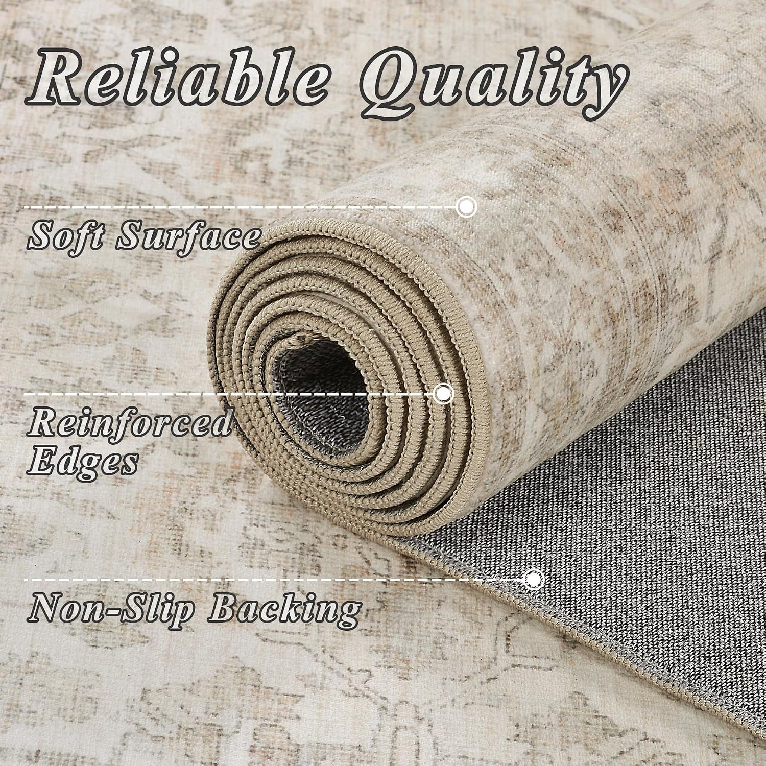 Beige Vintage Floral Runner Rug