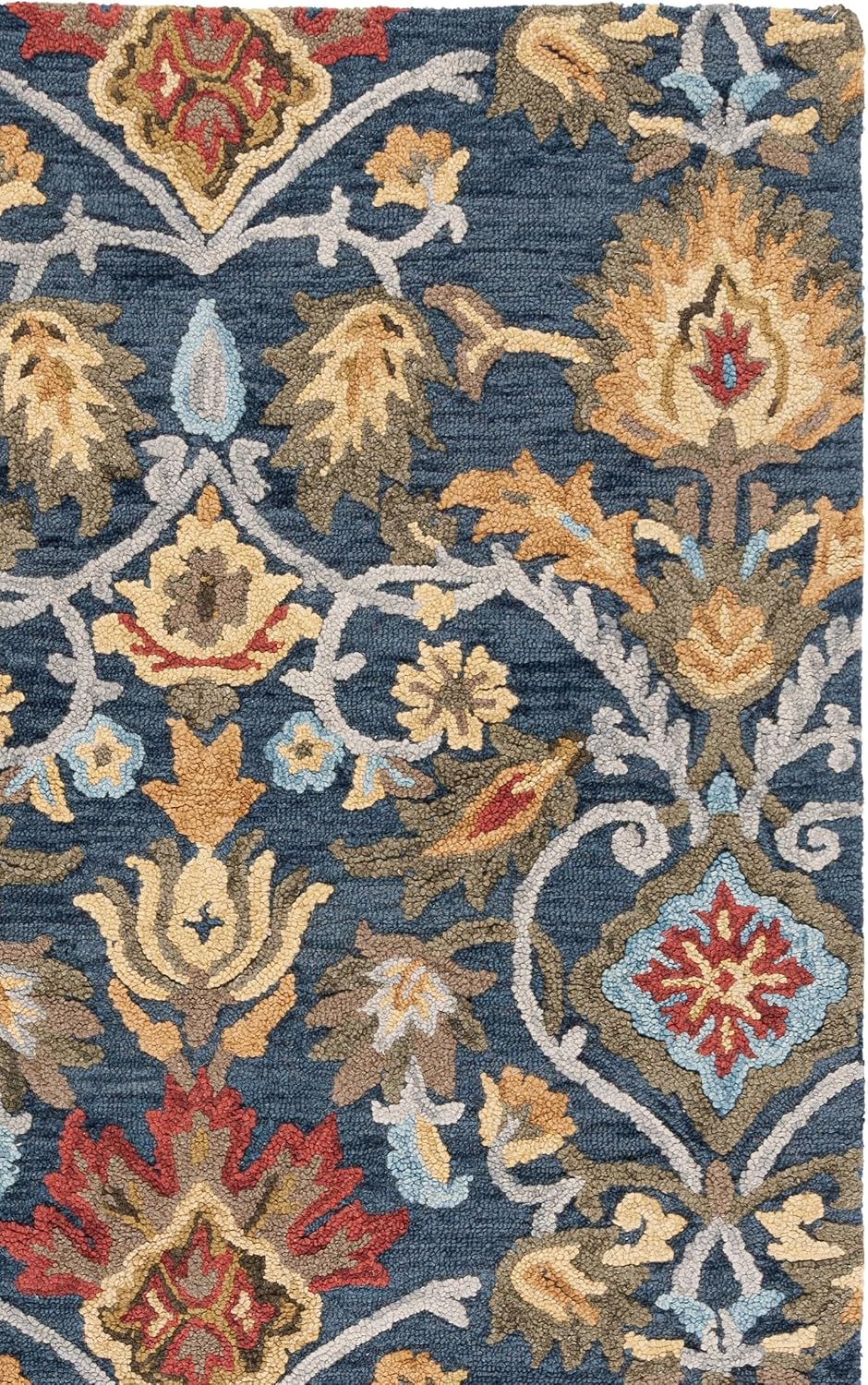 Navy Multi Handmade Wool Square Rug