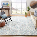 Ivory Blue Handmade Wool Square Rug