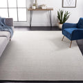 Light Grey Ivory Abstract Wool Square Rug