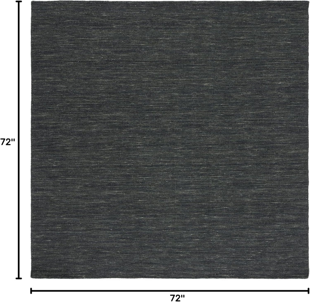 Charcoal Grey Solid Wool Square Rug
