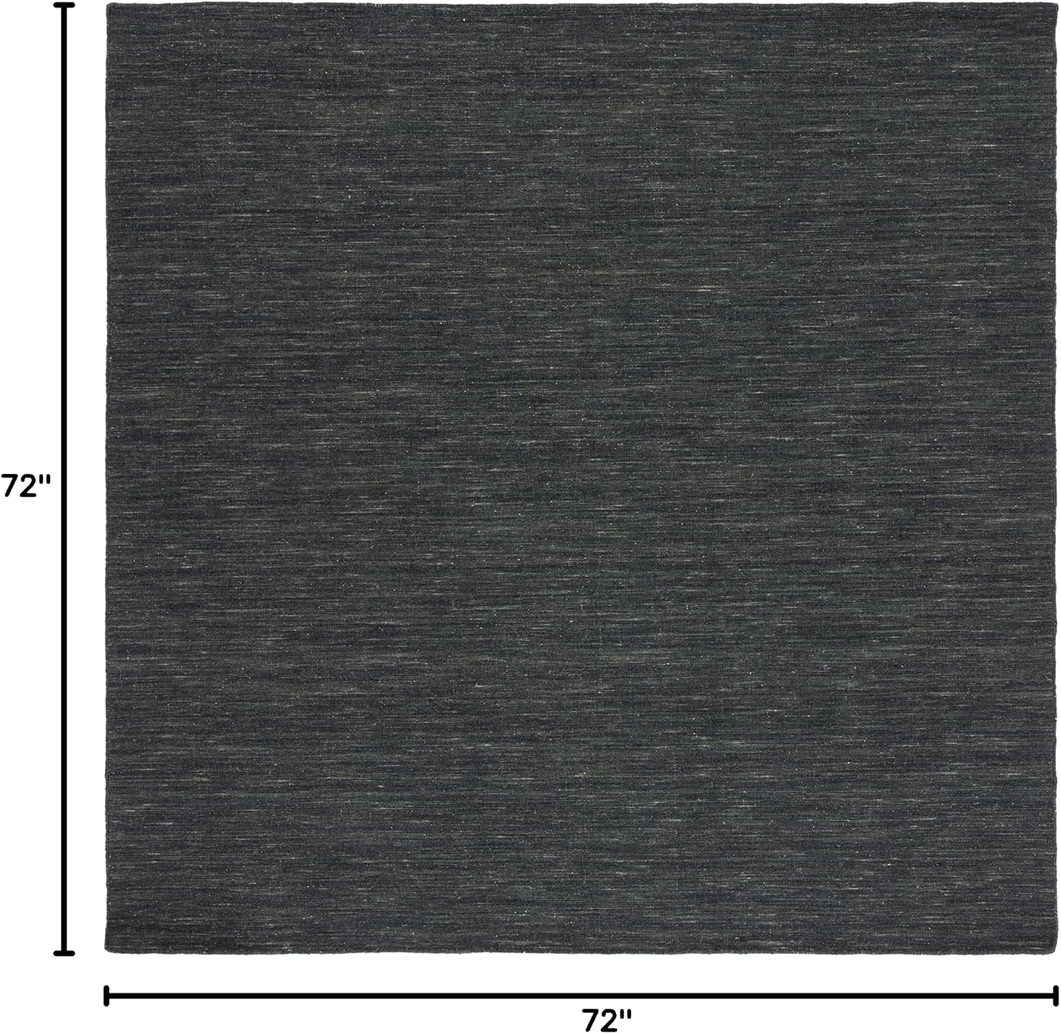Charcoal Grey Solid Wool Square Rug