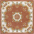 Peach Ivory Handmade Wool Square Rug