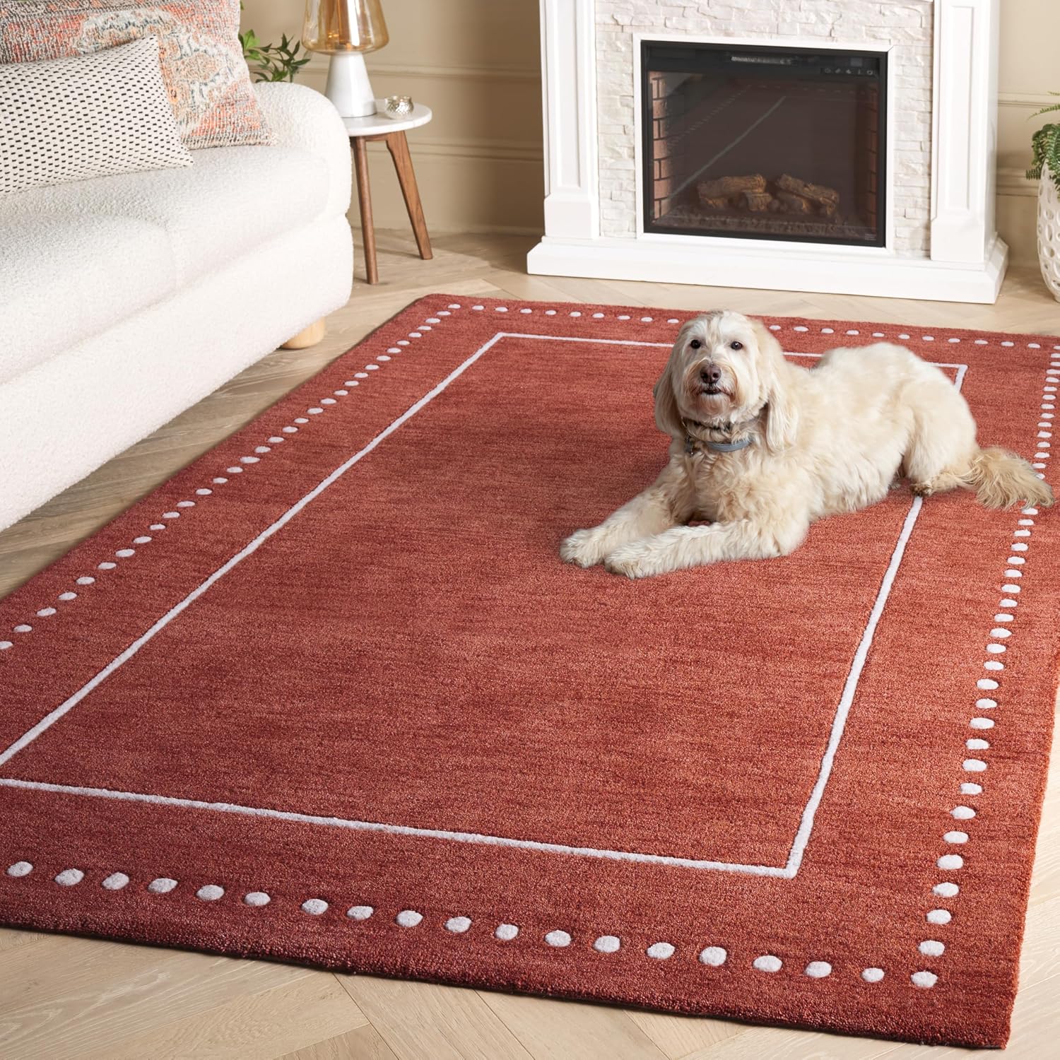 Red Ivory Handmade Wool Square Rug