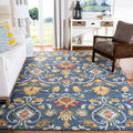 Navy Multi Handmade Wool Square Rug
